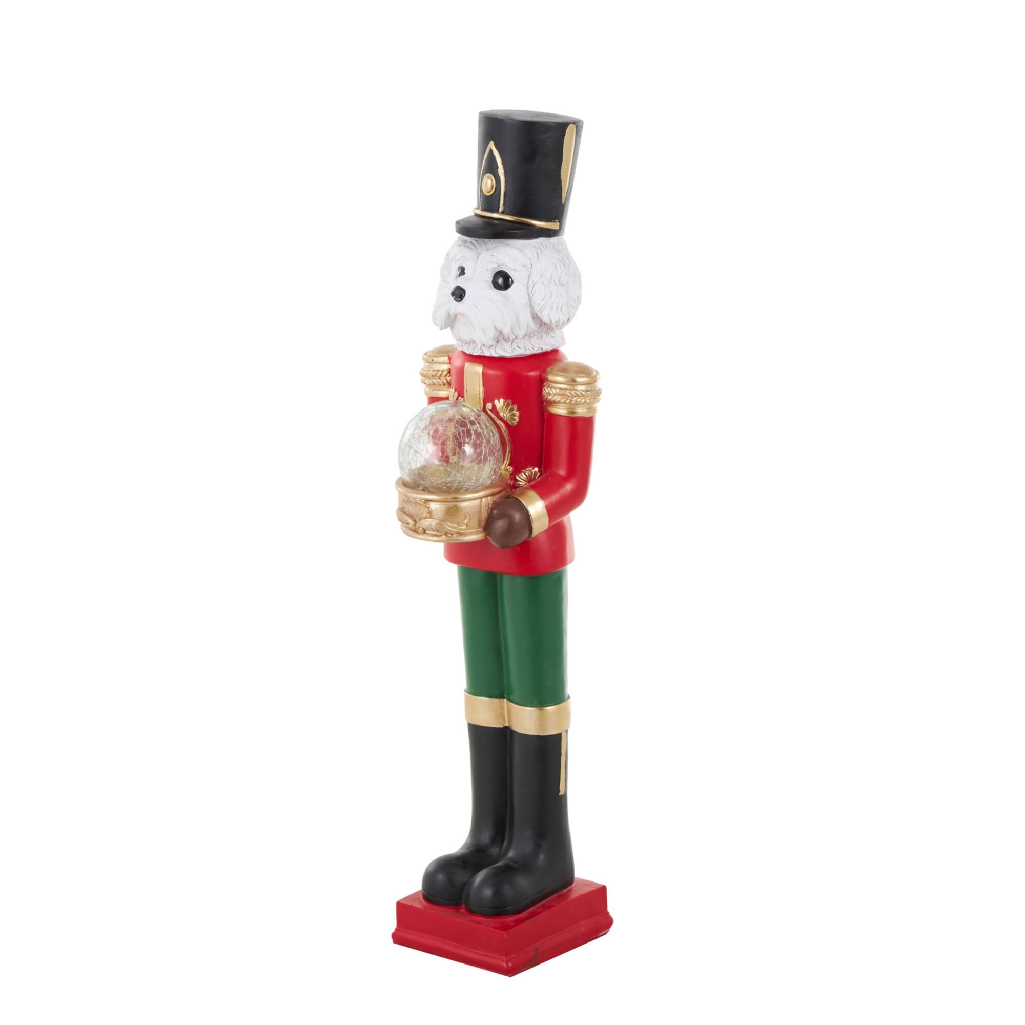 31.5" Fiberglass Dog Tall Soldier Decorative Christmas Sculpture